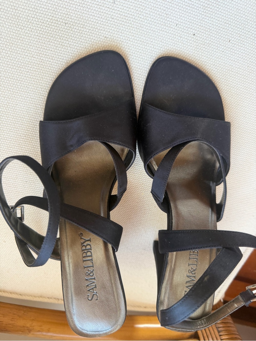 Sam & Libby Black Strappy Square-Toe Heeled Sandals